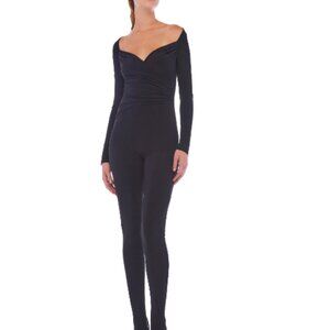 NORMA KAMALI OFF SHOULDER SWEETHEART CATSUIT